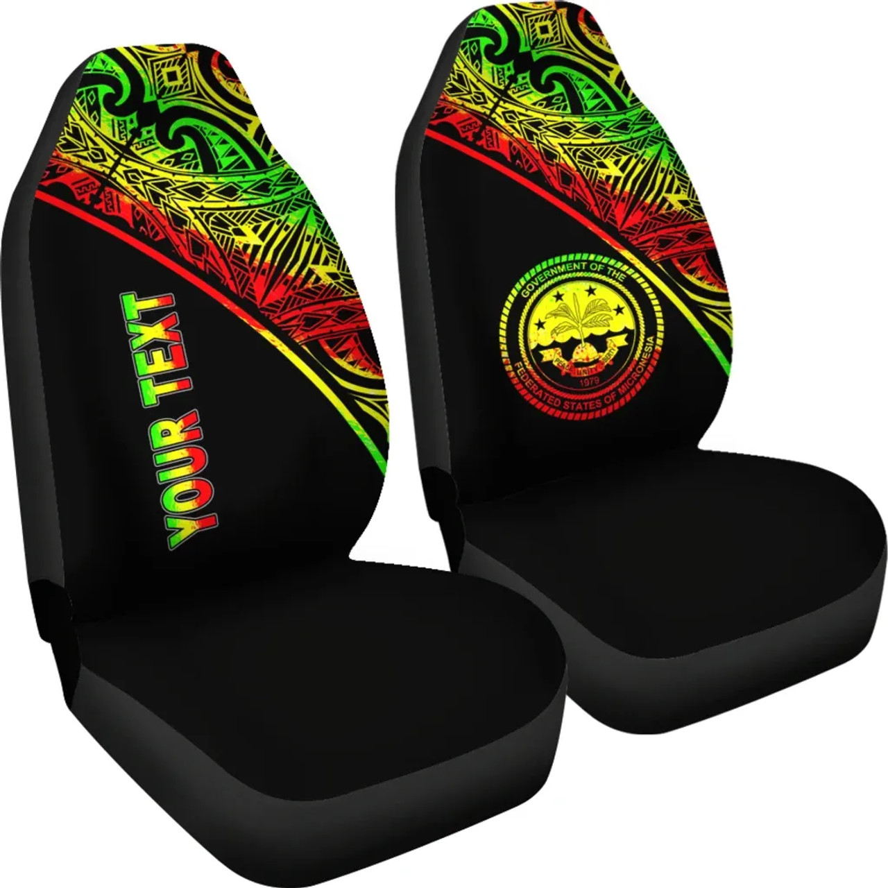 Federated States of Micronesia Car Seat Covers - FSM Seal Polynesian Reggae Curve