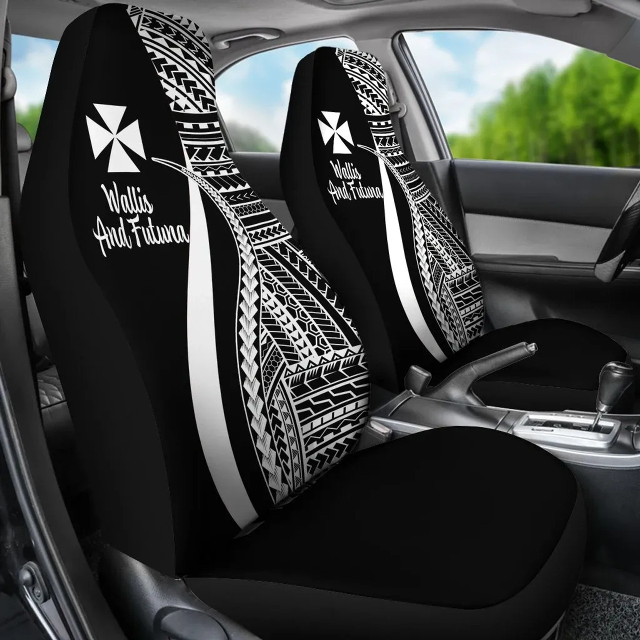 Wallis And Futuna Car Seat Covers - White Polynesian Tentacle Tribal Pattern