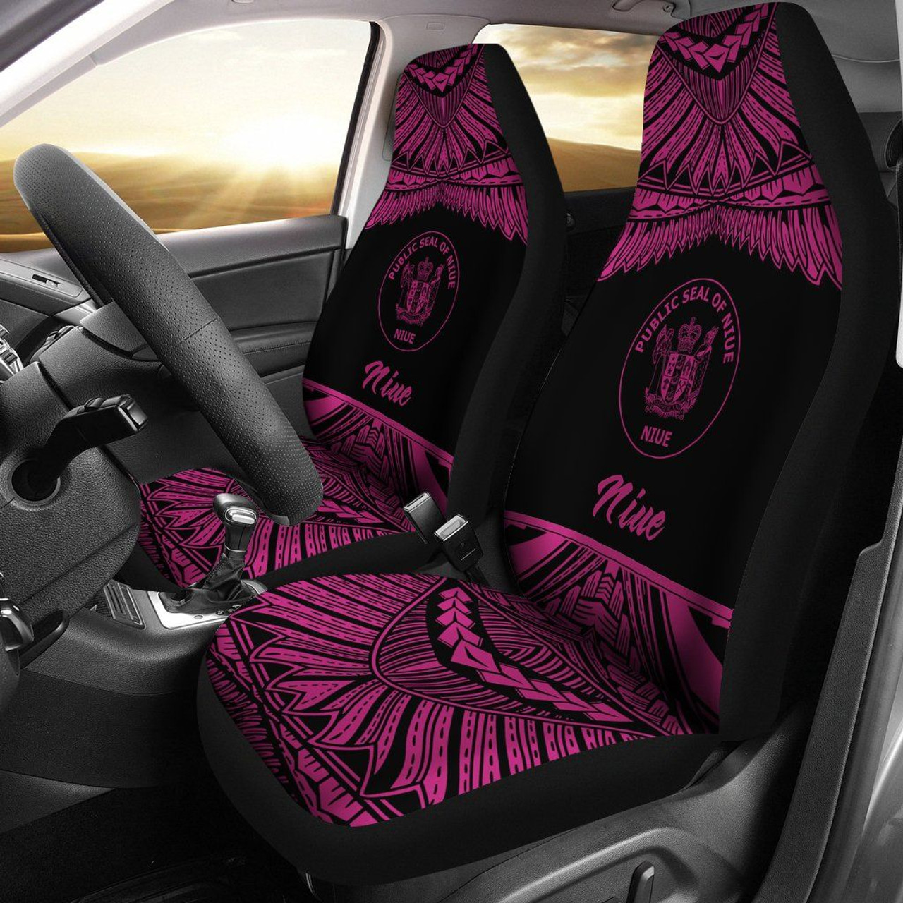 Niue Polynesian Car Seat Covers - Pride Pink Version