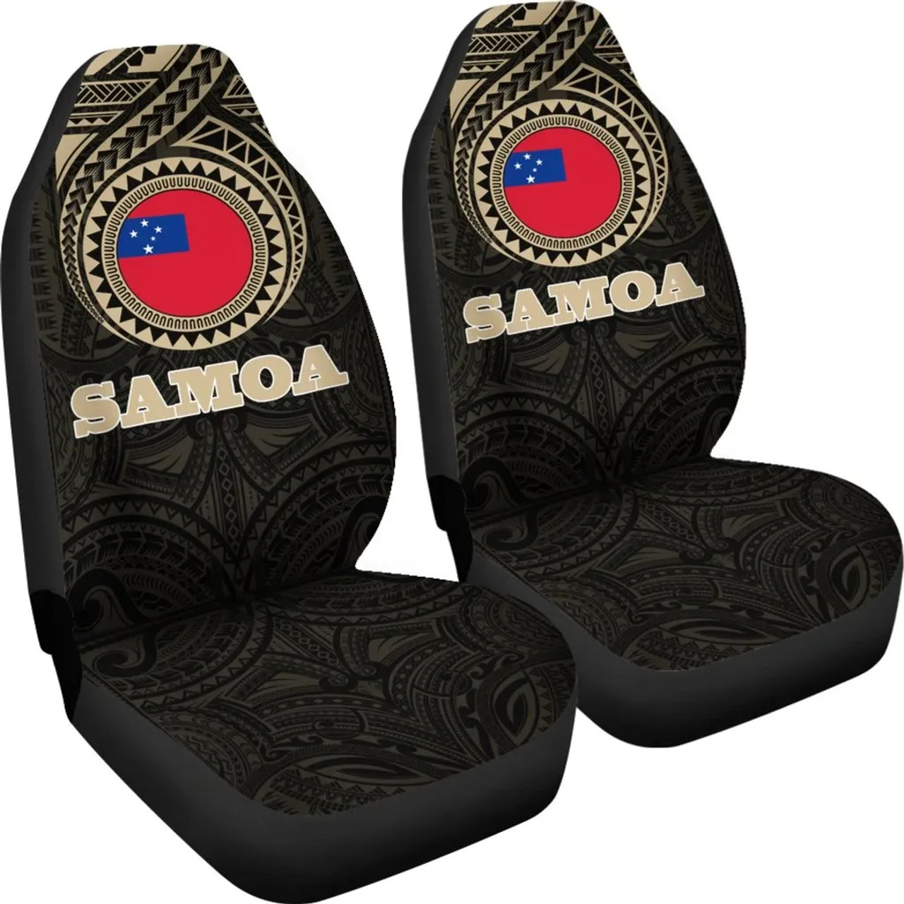 Samoa Car Seat Covers - Samoa Flag Polynesian Tattoo (Set of Two) - 2