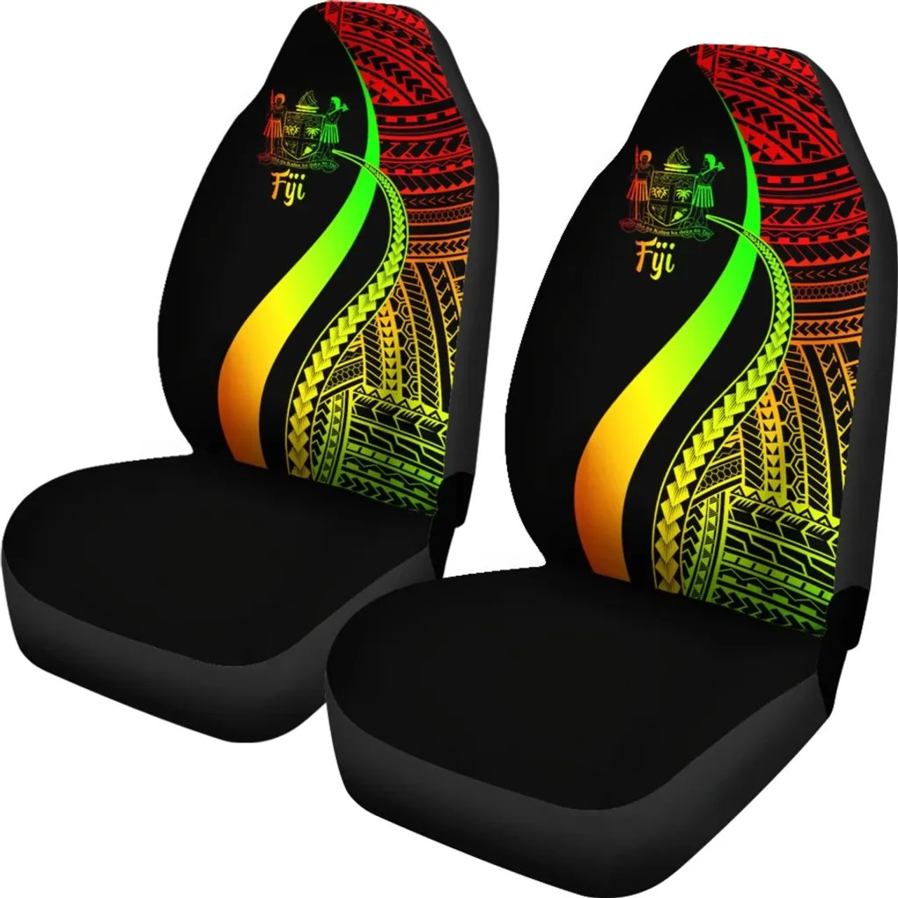 Fiji Car Seat Covers - Reggae Polynesian Tentacle Tribal Pattern Crest