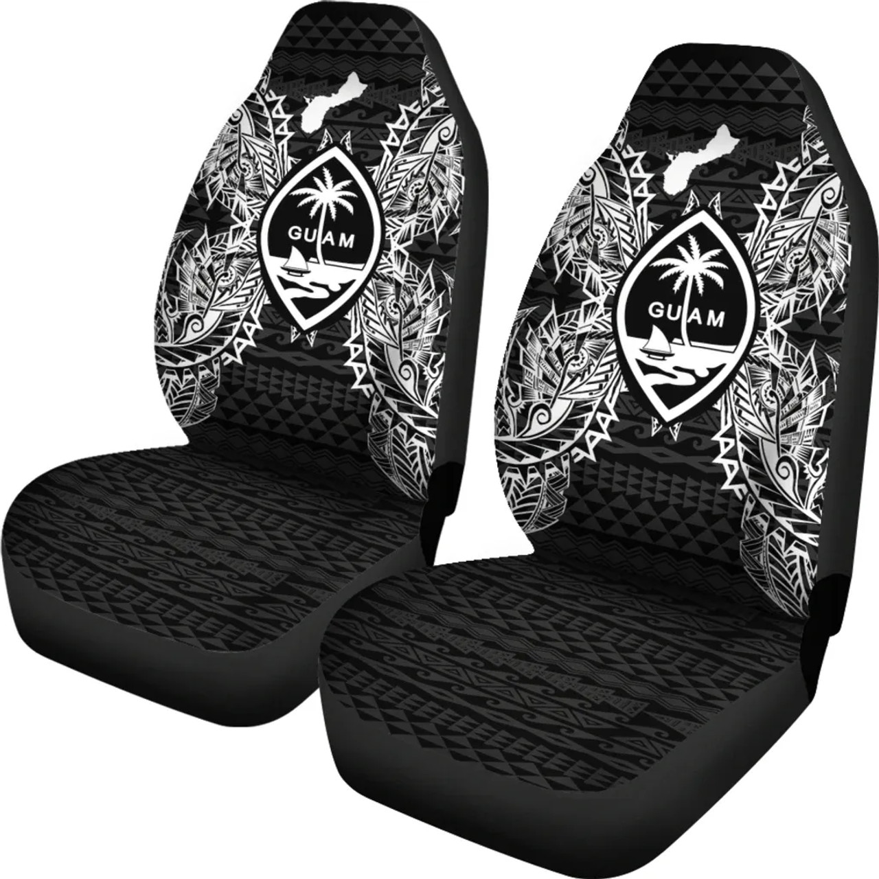 Guam Car Seat Cover - Guam Coat Of Arms Map Black