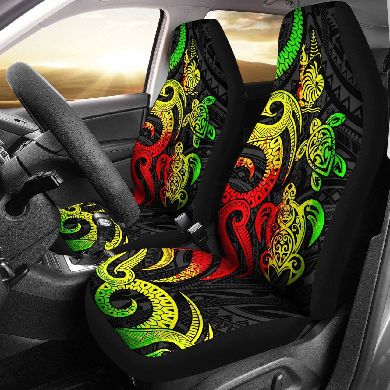 New Caledonia Car Seat Covers - Reggae Tentacle Turtle