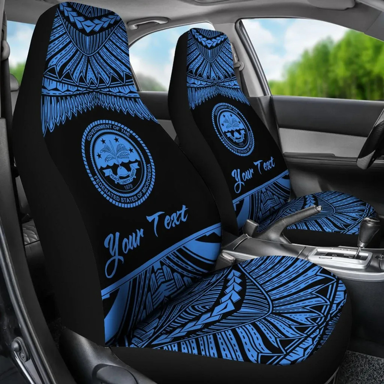Federated States Of Micronesia Polynesian Custom Personalised Car Seat Covers - Pride Blue Version