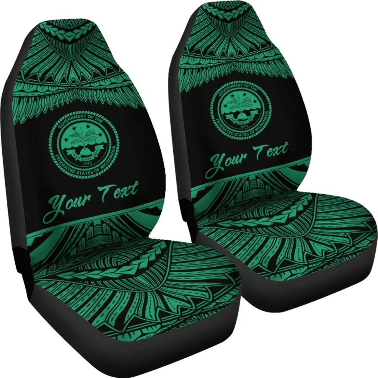 Federated States Of Micronesia Polynesian Custom Personalised Car Seat Covers - Pride Green Version