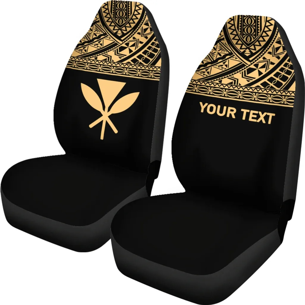 Hawaii Custom Personalised Car Seat Covers - Kanaka Maoli Polynesian Gold Horizontal