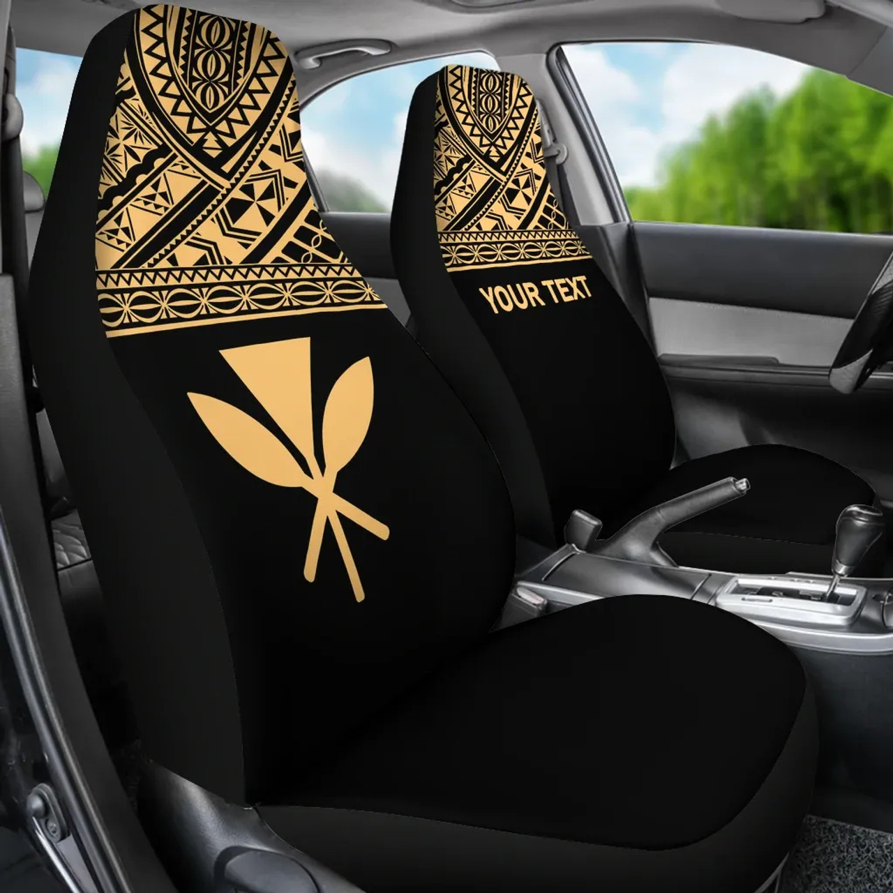 Hawaii Custom Personalised Car Seat Covers - Kanaka Maoli Polynesian Gold Horizontal