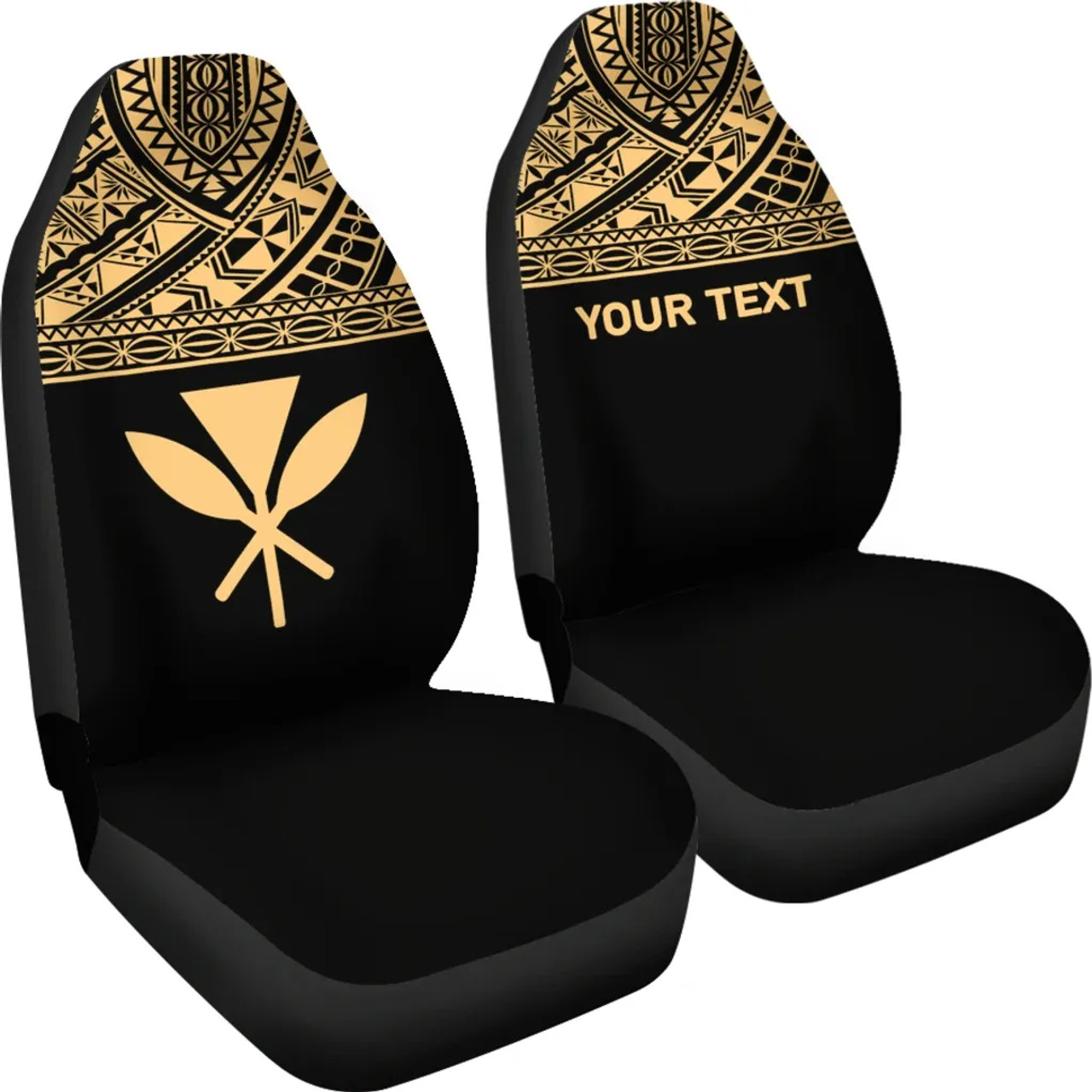 Hawaii Custom Personalised Car Seat Covers - Kanaka Maoli Polynesian Gold Horizontal