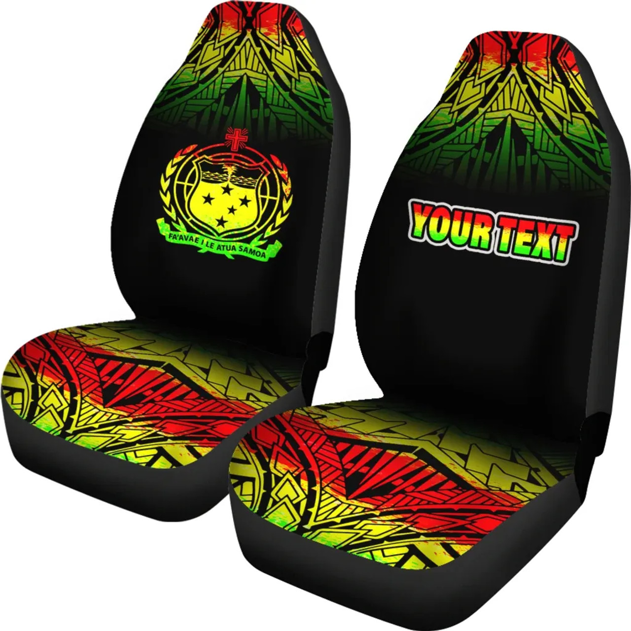 Samoa Custom Personalised Car Seat Covers - Samoa Coat Of Arms Fog Reggae Style