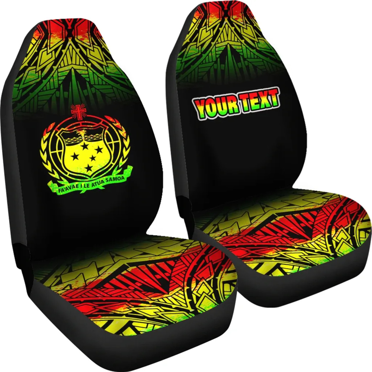 Samoa Custom Personalised Car Seat Covers - Samoa Coat Of Arms Fog Reggae Style