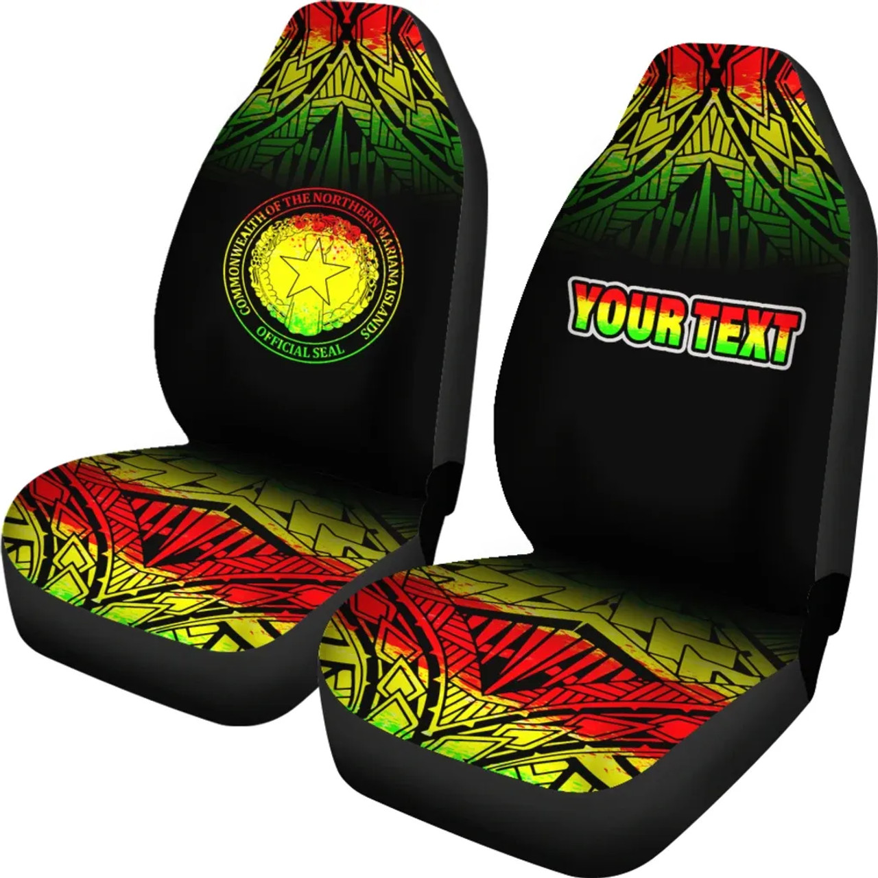 Northern Mariana Islands Custom Personalised Car Seat Covers - Northern Mariana Islands Seal Fog Reggae Style