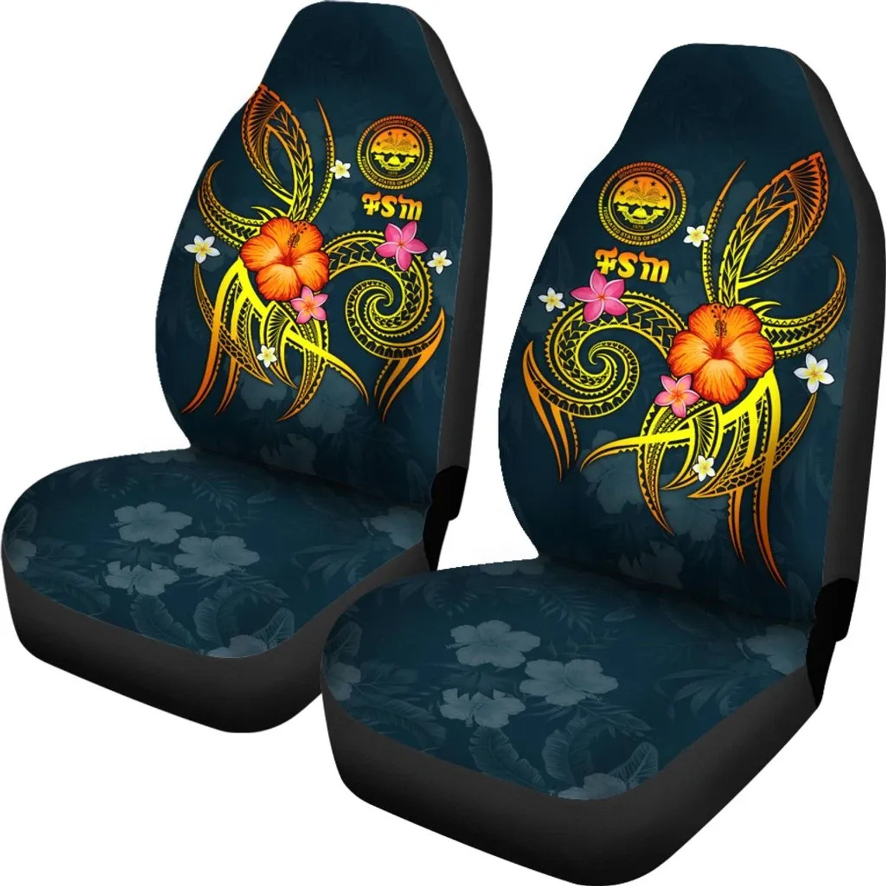 Federated States of Micronesia Polynesian Car Seat Covers - Legend of FSM (Blue)