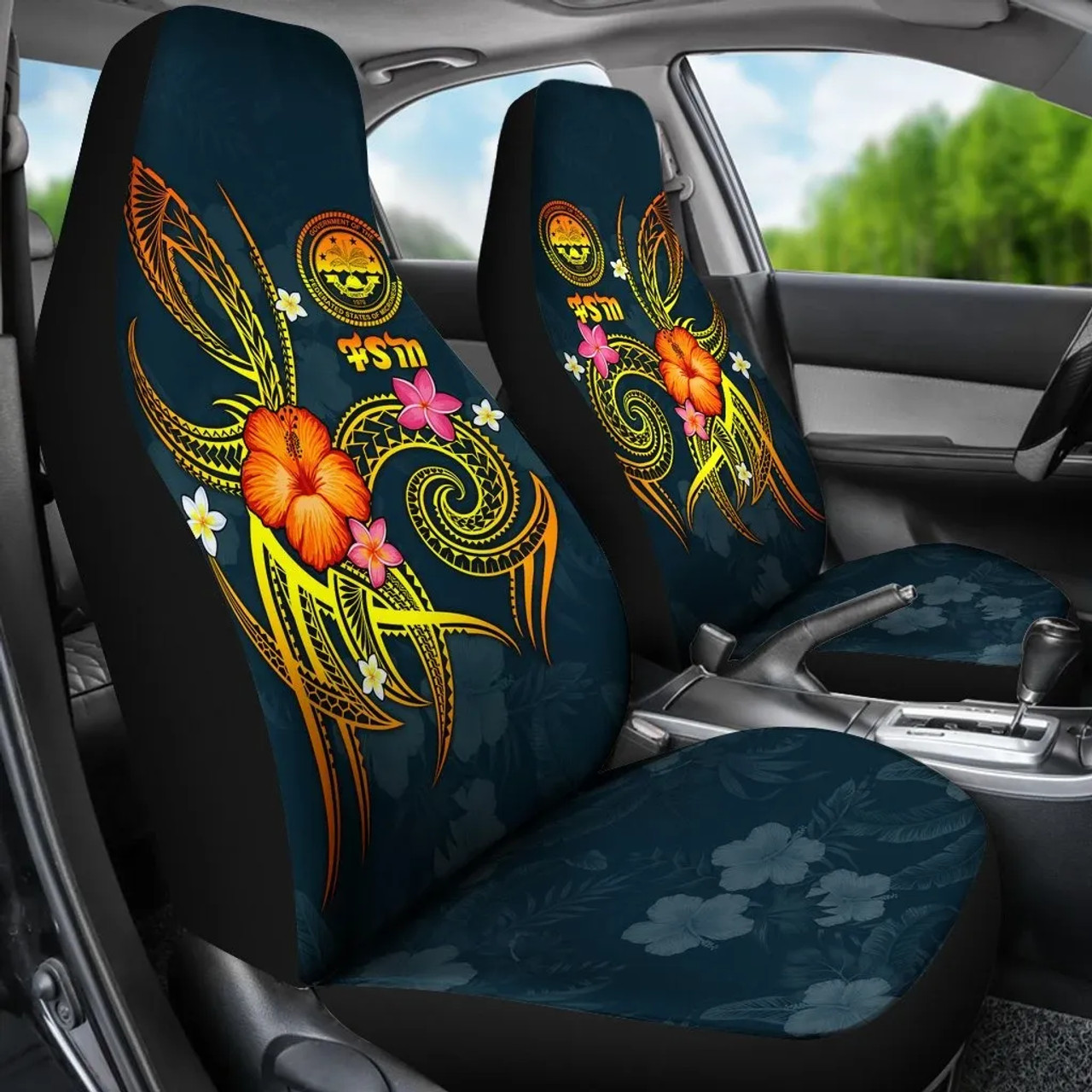 Federated States of Micronesia Polynesian Car Seat Covers - Legend of FSM (Blue)