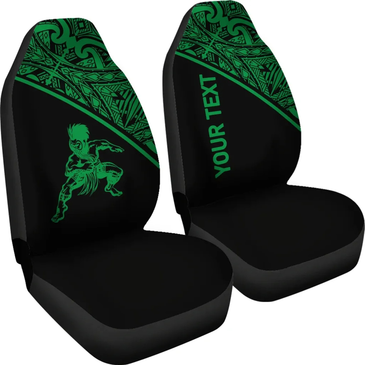 Hawaii Custom Personalised Car Seat Covers - Polynesian Warriors Green Curve