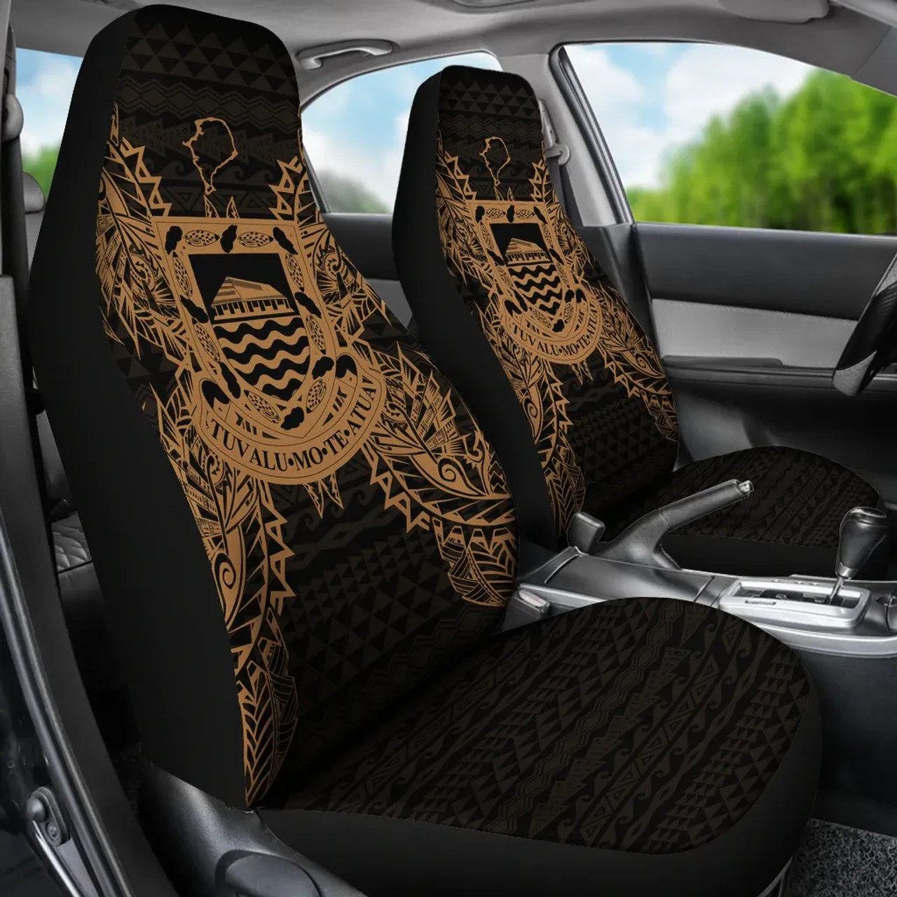 Tuvalu Car Seat Cover - Tuvalu Coat Of Arms Map Gold