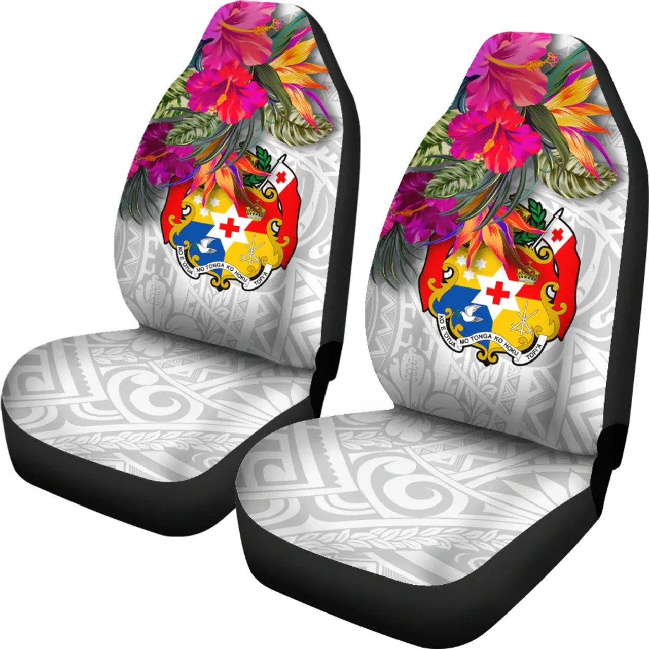 Tonga Car Seat Covers Polynesian Hibiscus White Pattern