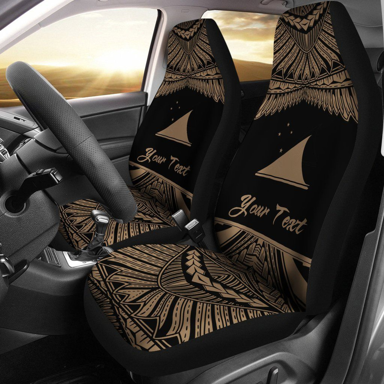 Tokelau Polynesian Custom Personalised Peisonalised Car Seat Covers - Pride Gold Version