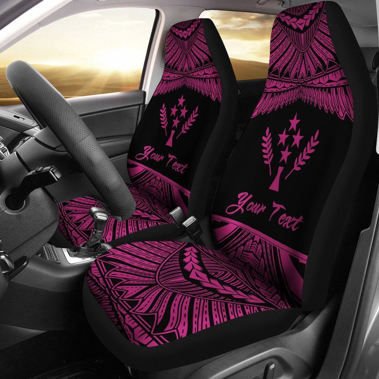 Kosrae Polynesian Custom Personalised Car Seat Covers - Pride Pink Version