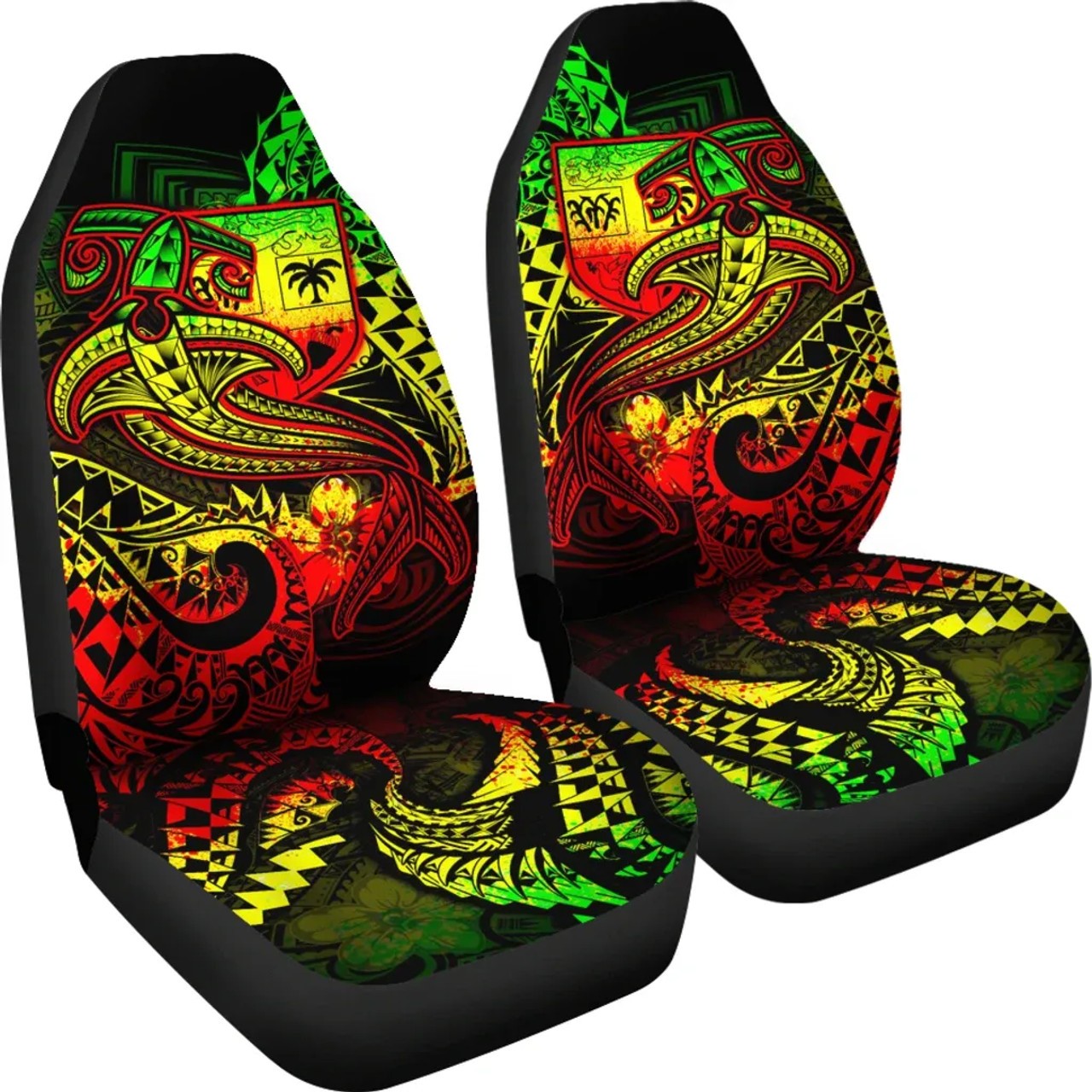 Fiji Car Seat Covers - Reggae Shark Polynesian Tattoo