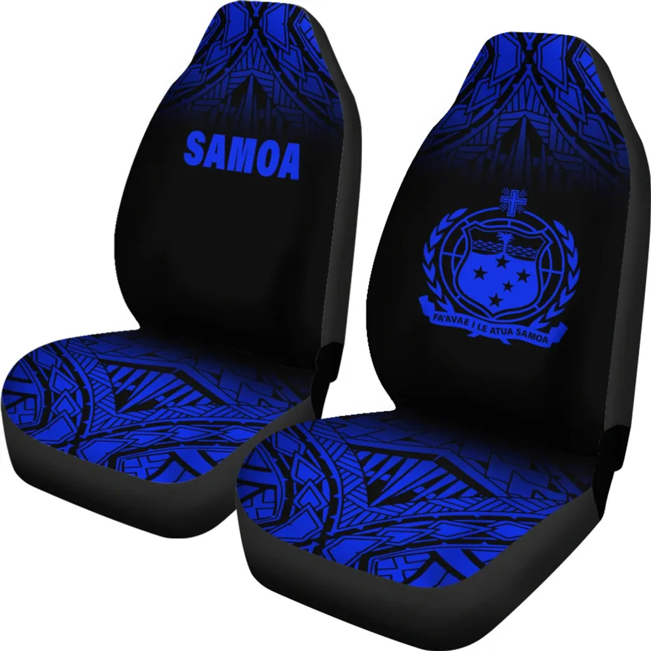 Samoa Car Seat Covers - Samoa Coat Of Arms Polynesian Tattoo Fog Blue