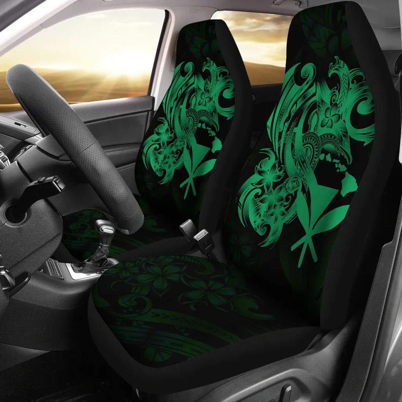 Hawaii Car Seat Covers - Green Kanaka Maoli Turtle