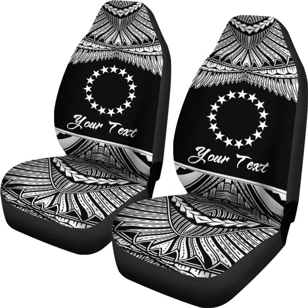 Cook Islands Polynesian Custom Personalised Car Seat Covers - Pride White Version