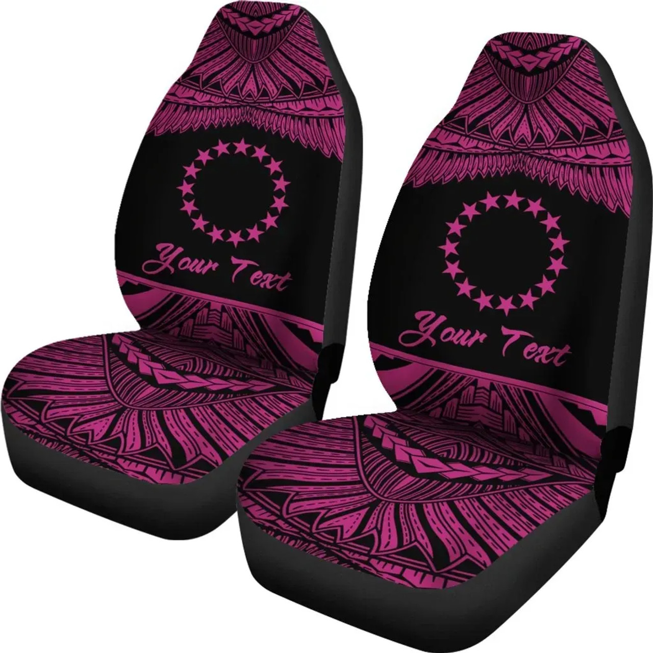 Cook Islands Polynesian Custom Personalised Car Seat Covers - Pride Pink Version
