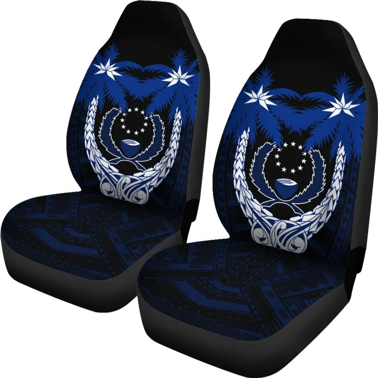 Pohnpei Micronesian Car Seat Covers - Pohnpei Flagg Coconut Tree (Set of 2)