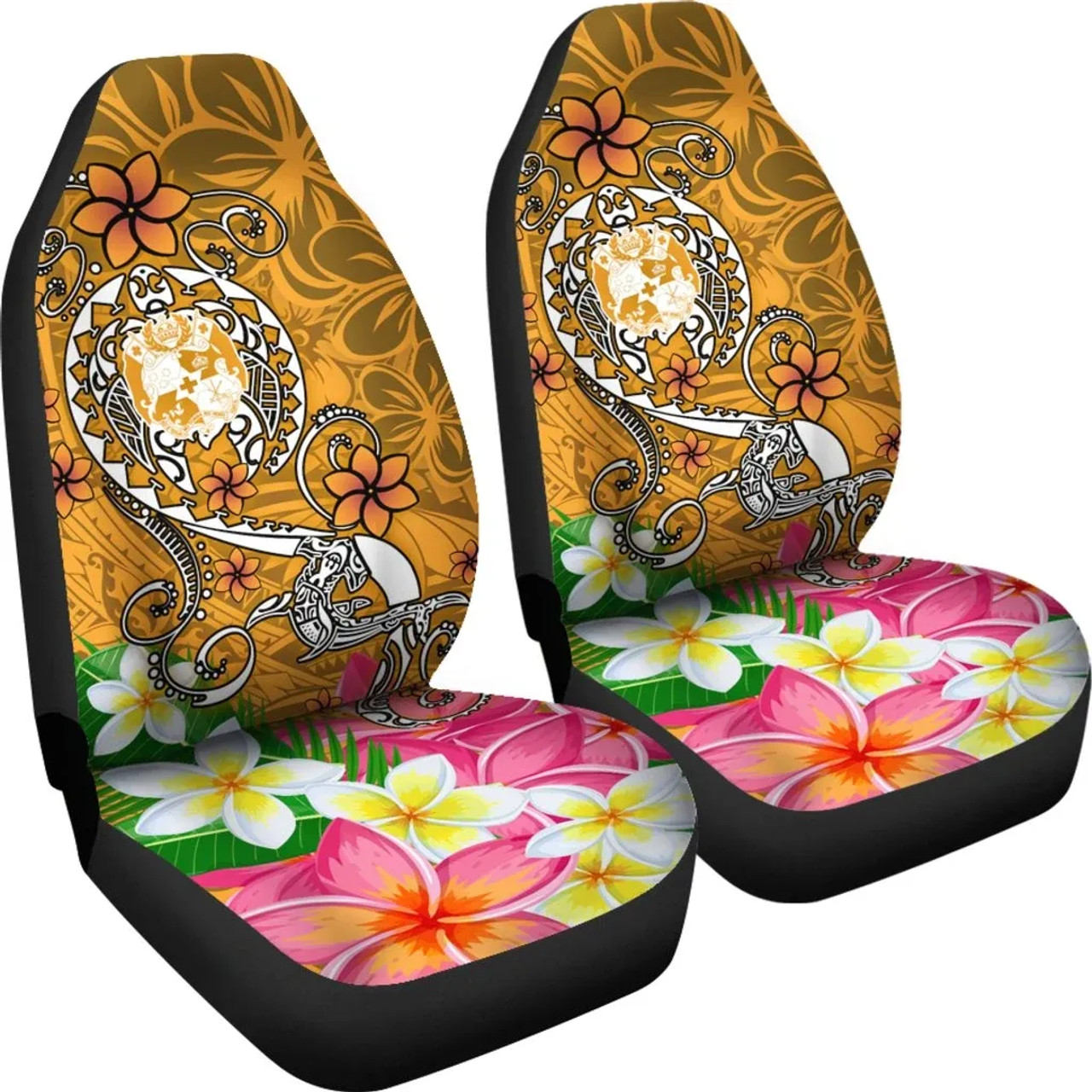 Tonga Car Seat Covers - Turtle Plumeria (Gold)