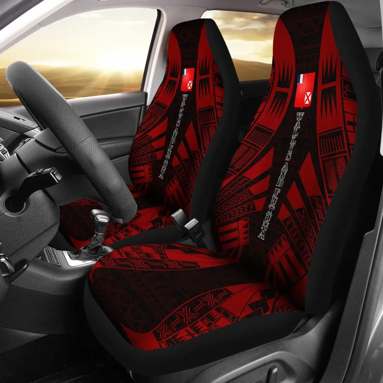 Wallis And Futuna Car Seat Covers - Wallis And Futuna Coat Of Arms Polynesian Tattoo Red