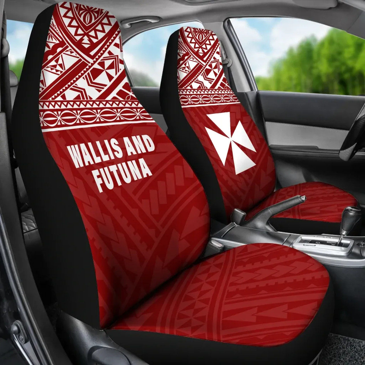 Wallis And Futuna Car Seat Covers - Wallis And Futuna Coat Of Arms Polynesian Tattoo Red