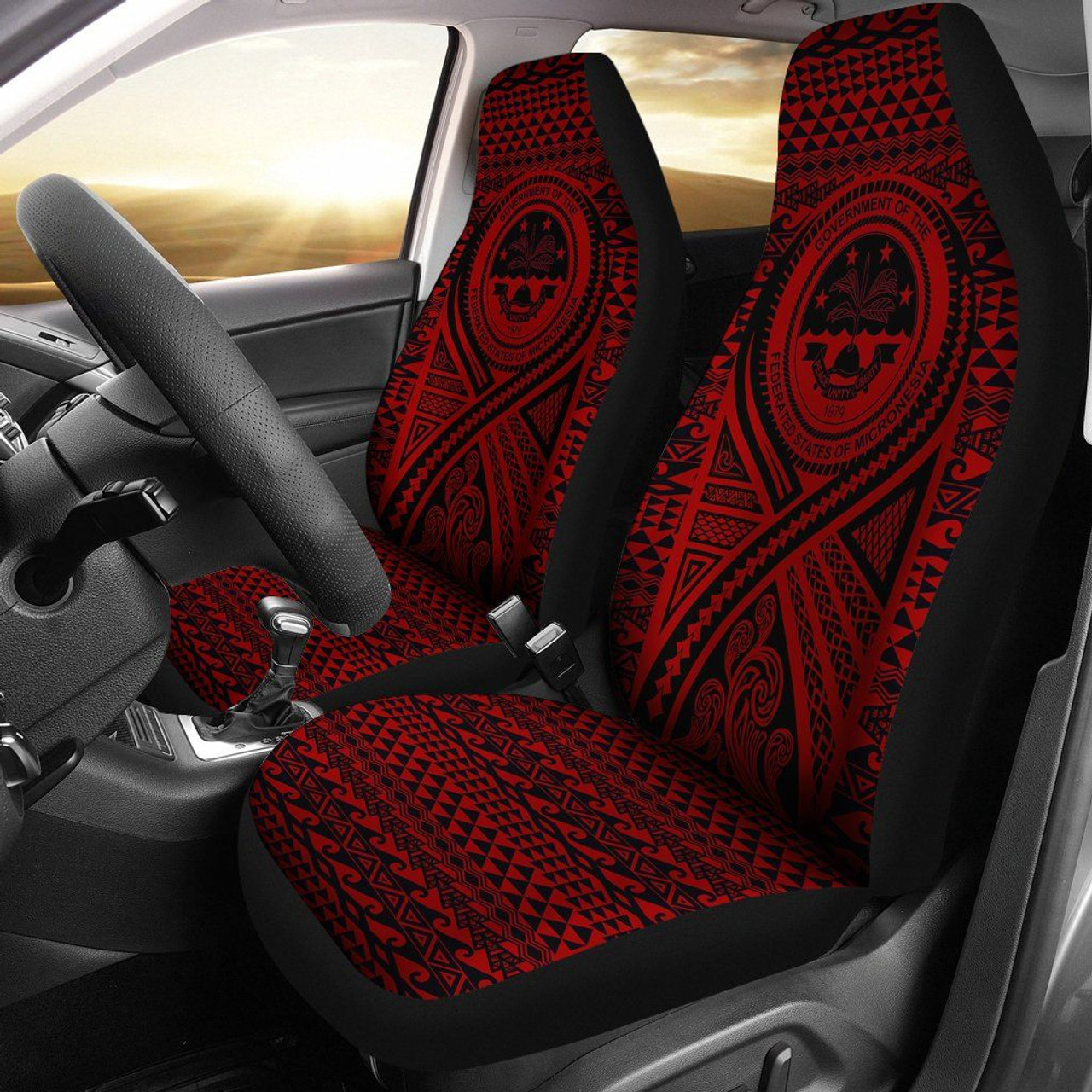 FSM Car Seat Cover - FSM Seal Polynesian Tattoo Red