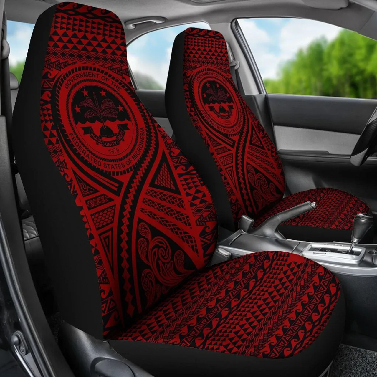 FSM Car Seat Cover - FSM Seal Polynesian Tattoo Red