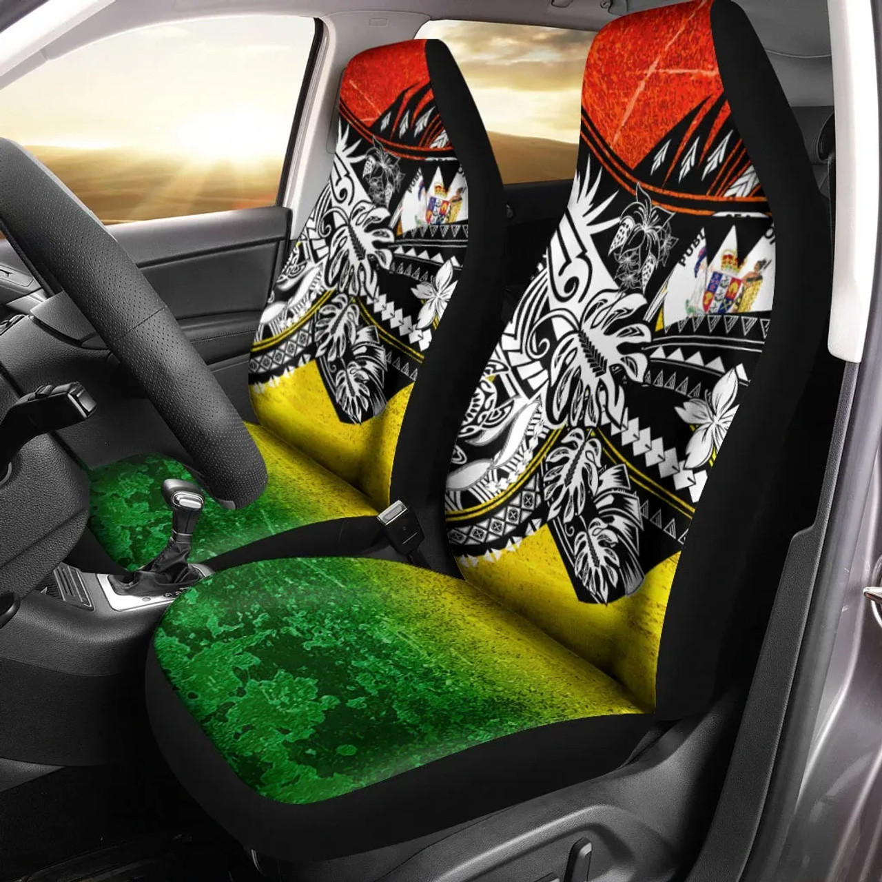 Niue Car Seat Cover - The Flow OF Ocean Reggae Color
