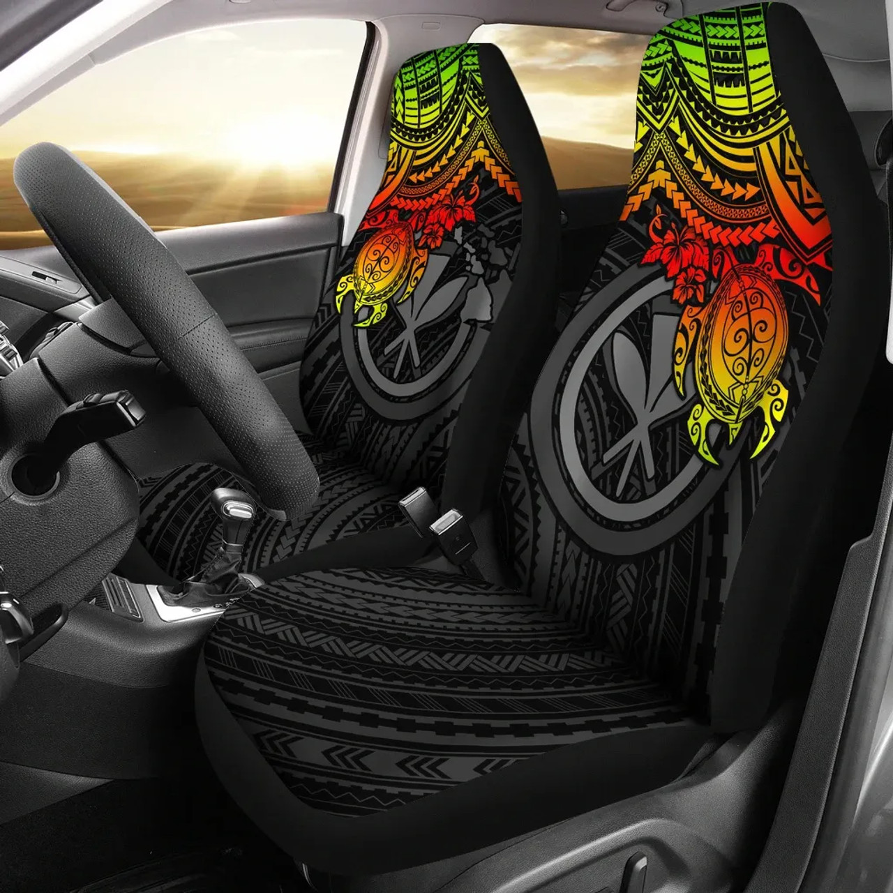 HawaiiPolynesian Car Seat Covers - Kanaka Maoli Reggae Turtle Hibiscus18