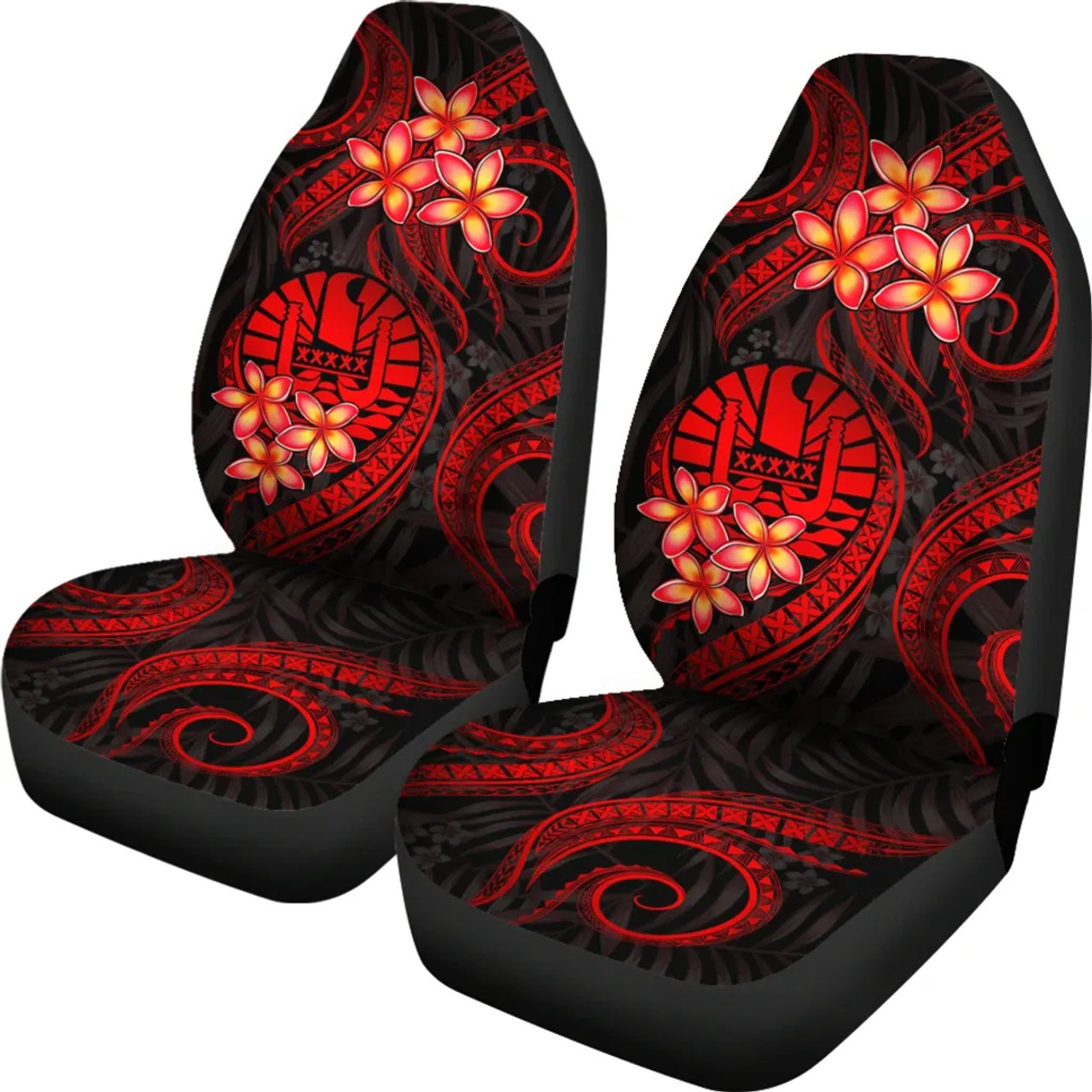 Tahiti Polynesian Car Seat Covers - Red Plumeria