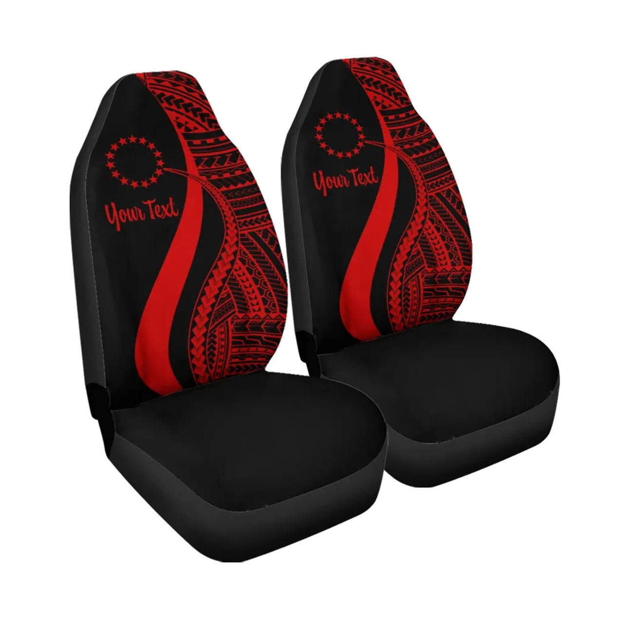 Cook Islands Custom Personalised Car Seat Covers - Red Polynesian Tentacle Tribal Pattern