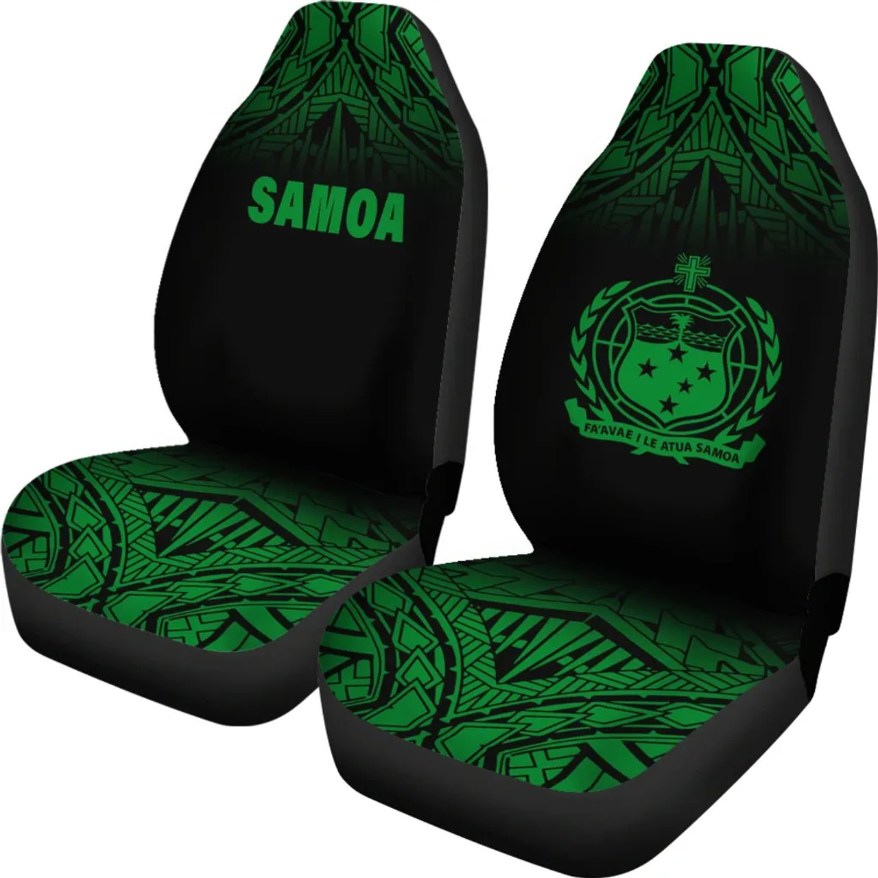 Samoa Car Seat Covers - Samoa Coat Of Arms Polynesian Tattoo Fog Green