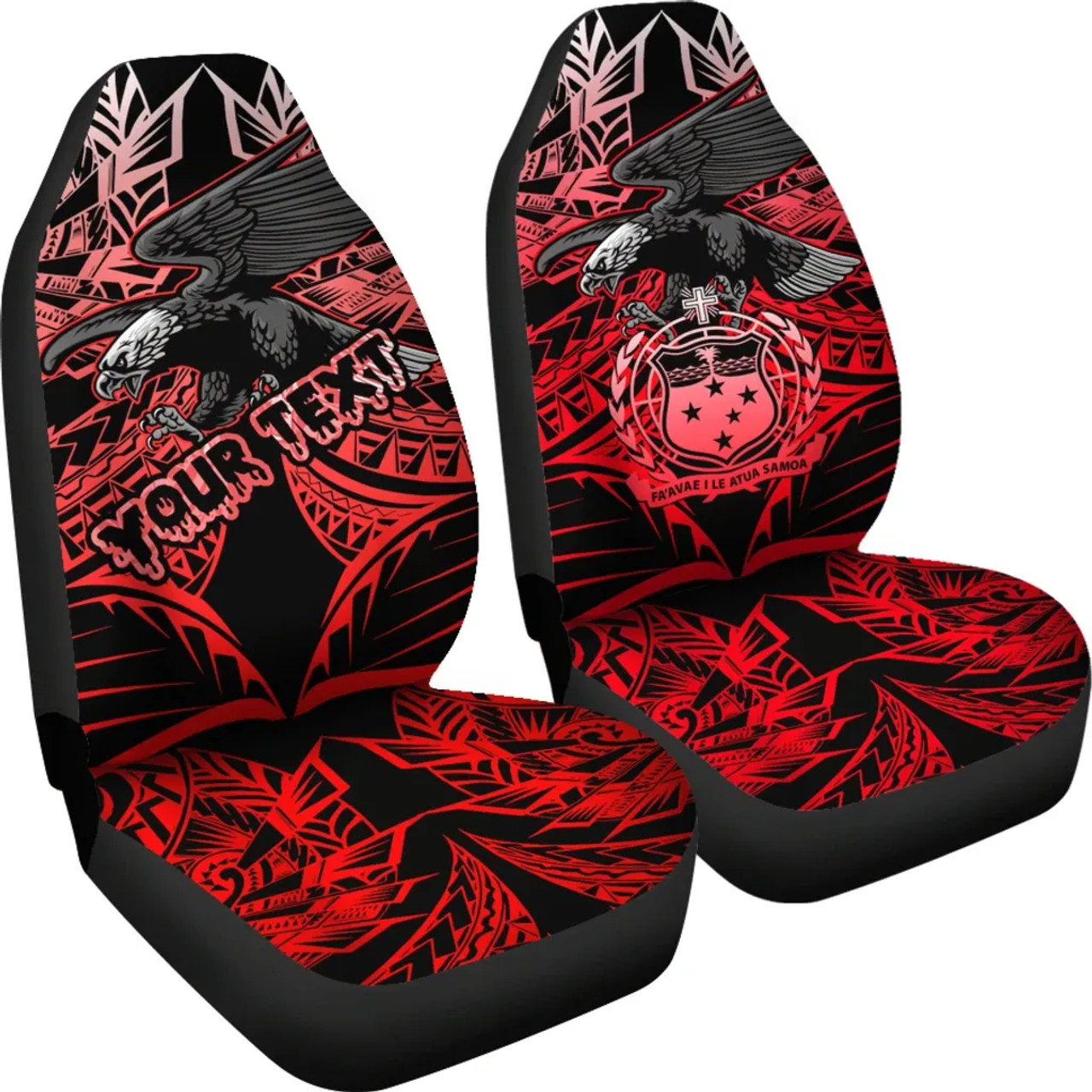 Samoa Polynesian Custom Personalised Car Seat Covers - Eagle Tribal Pattern Red