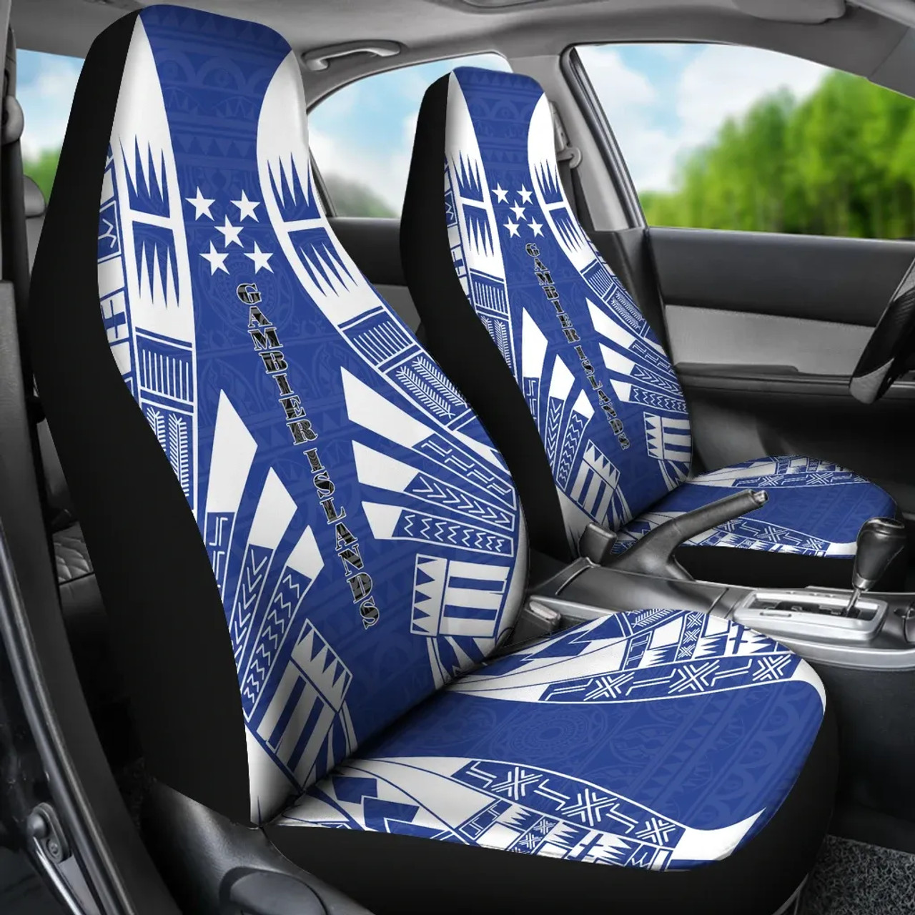 Gambier Islands Car Seat Covers - Gambier Islands Flag Polynesian Tattoo Flag