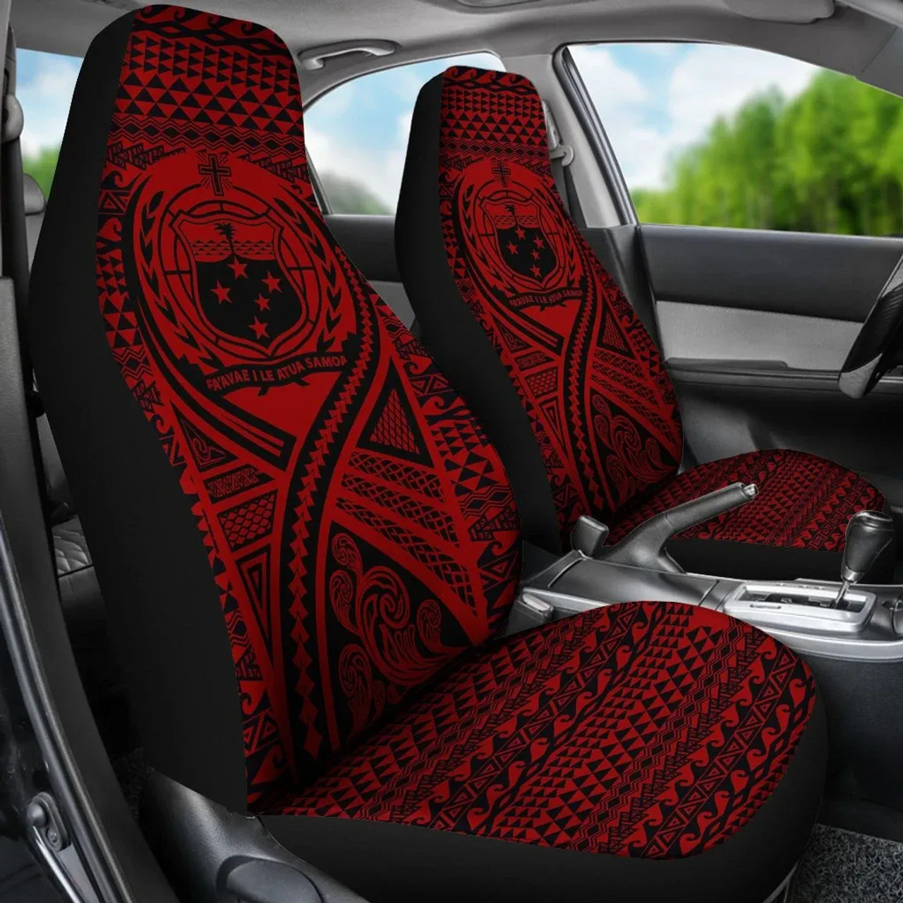 Samoa Car Seat Cover - Samoa Coat Of Arms Polynesian Tattoo Red