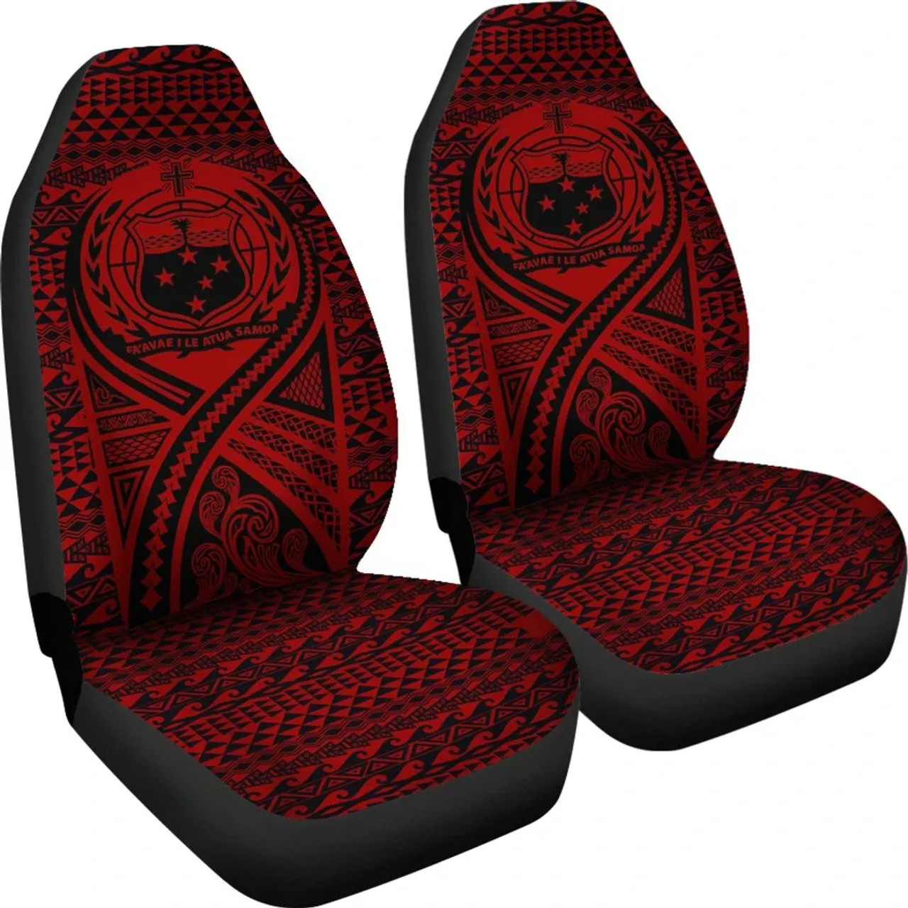 Samoa Car Seat Cover - Samoa Coat Of Arms Polynesian Tattoo Red