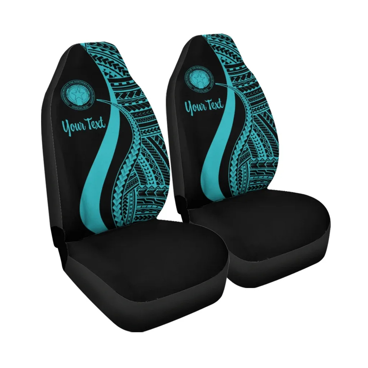 Northern Mariana Islands Custom Personalised Car Seat Covers - Turquoise Polynesian Tentacle Tribal Pattern