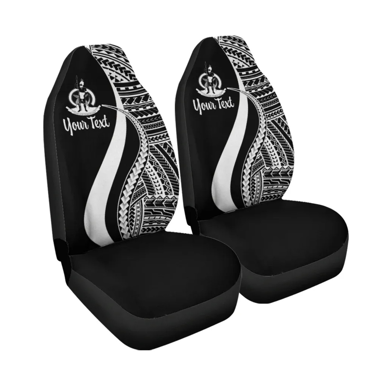 Vanuatu Custom Personalised Car Seat Covers - White Polynesian Tentacle Tribal Pattern