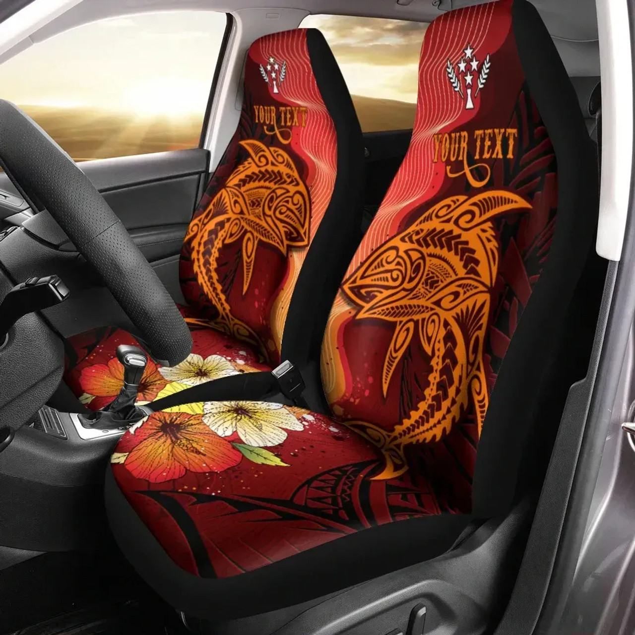 Kosrae Custom Personalised Car Seat Covers - Tribal Tuna Fish