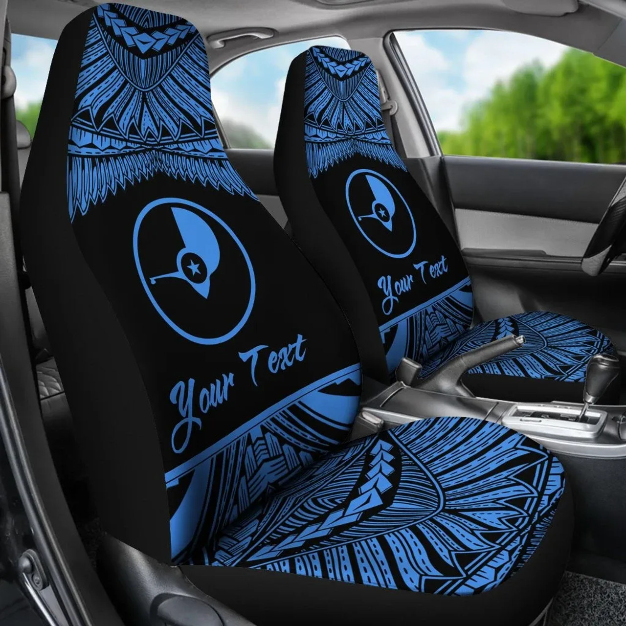 Yap Polynesian Custom Personalised Car Seat Covers - Pride Blue Version