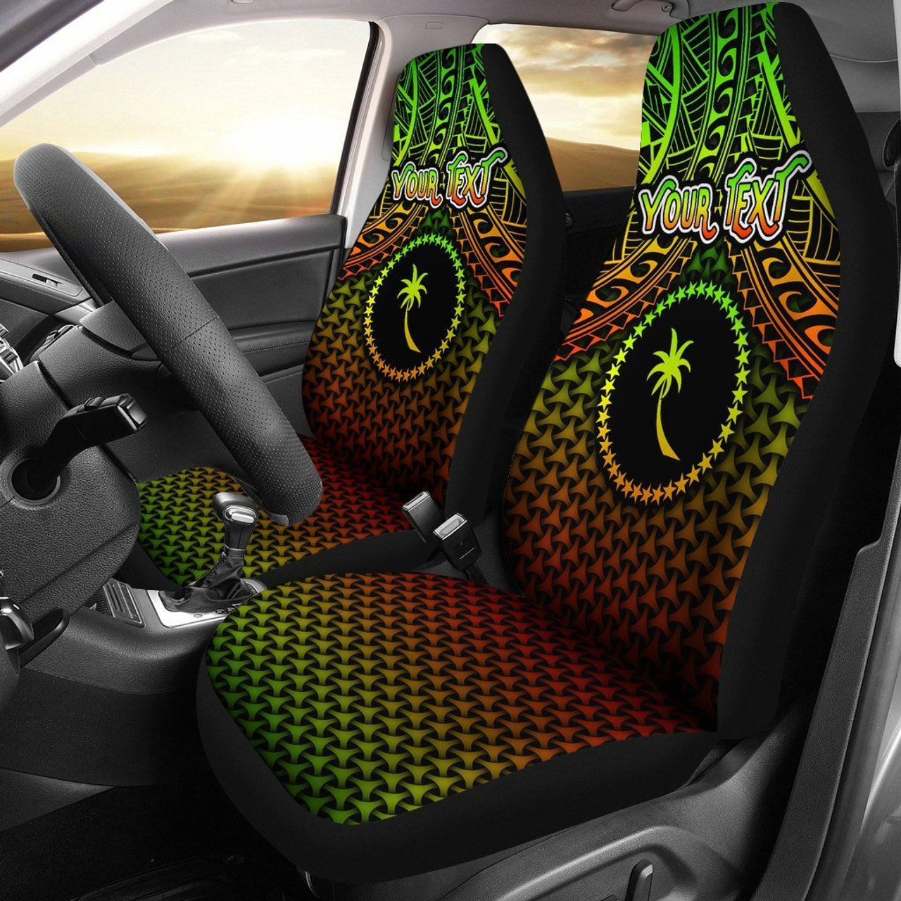 Polynesian Chuuk Personalised Car Seat Covers - Reggae Vintage Polynesian Patterns