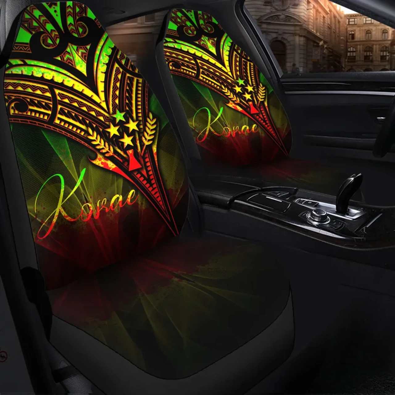 Kosrae State Car Seat Cover - Cross Style Reggae Color
