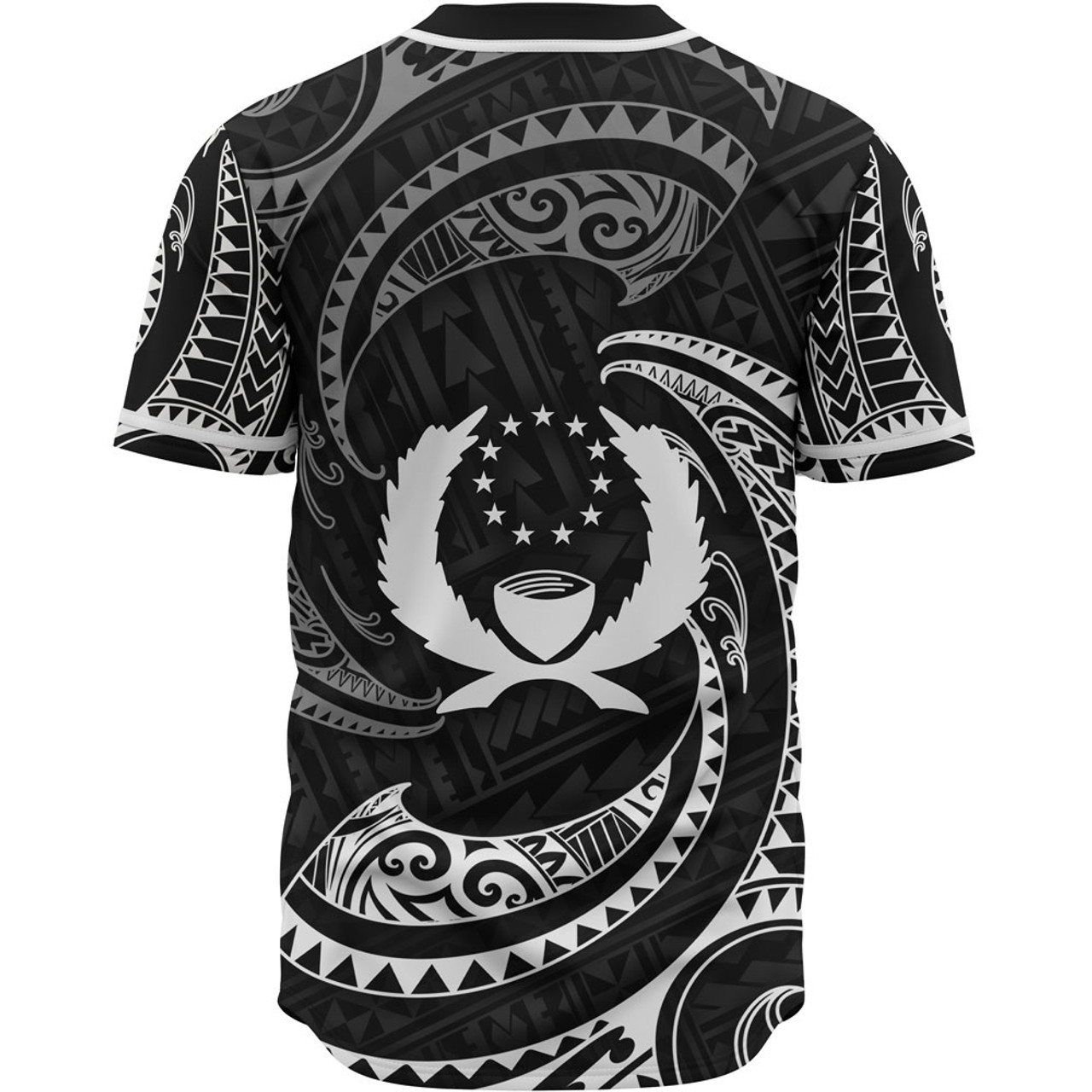 Pohnpei Micronesia Baseball Shirt - White Tribal Wave