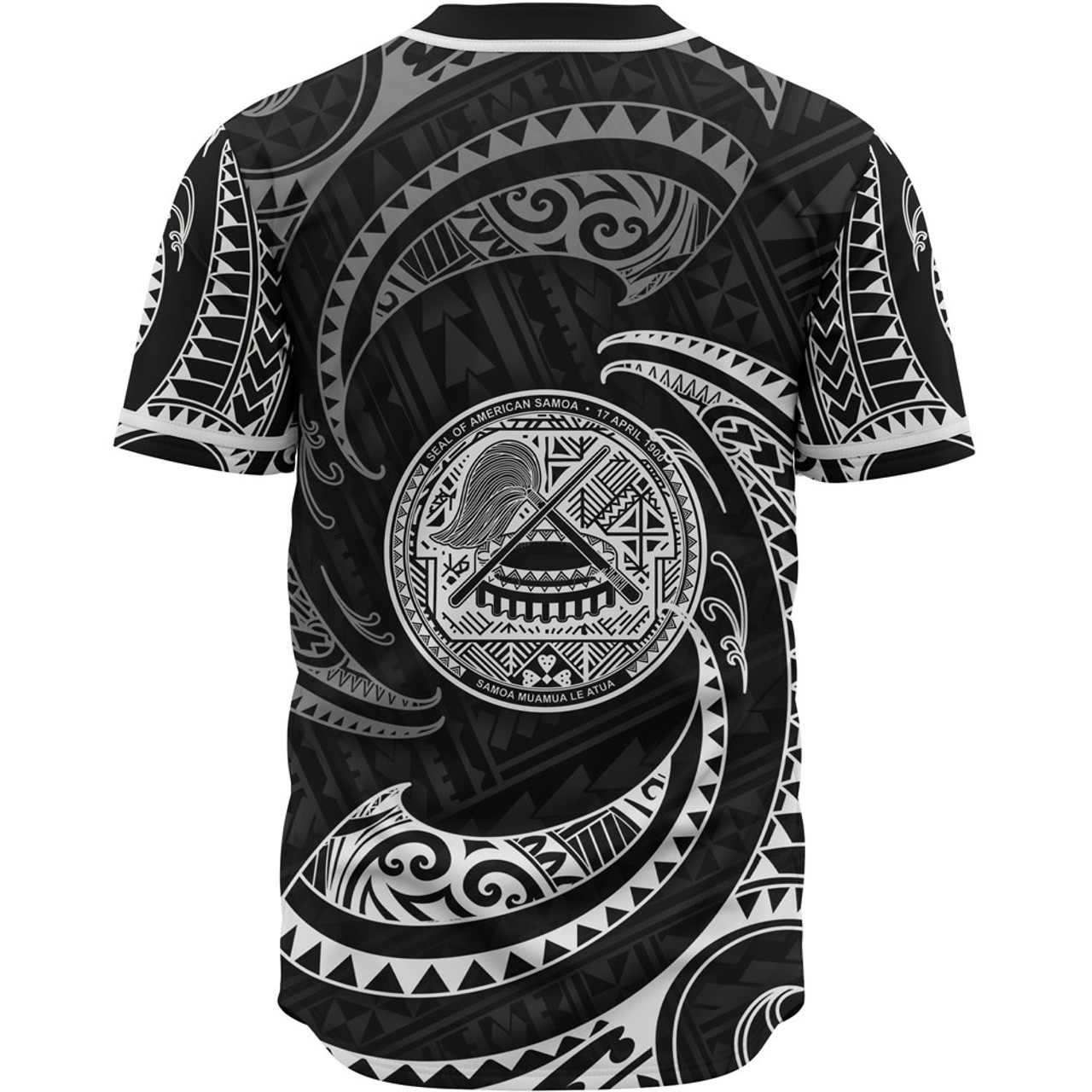 American Samoa Polynesian Custom Personalised Baseball Shirt - White Tribal Wave